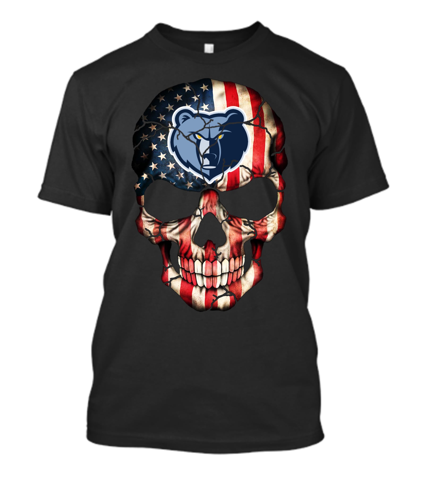 Memphis Grizzlies American Flag Skull Bear T-Shirt