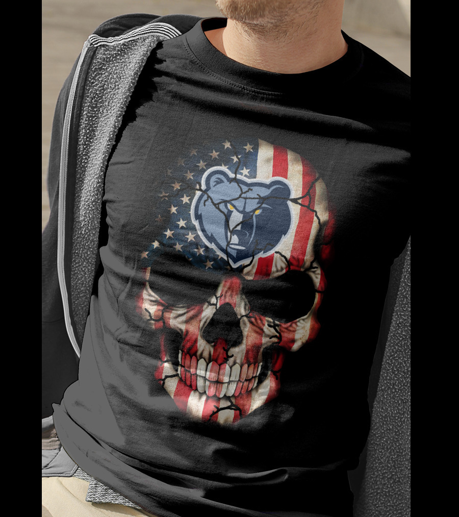 Memphis Grizzlies American Flag Skull Bear T-Shirt