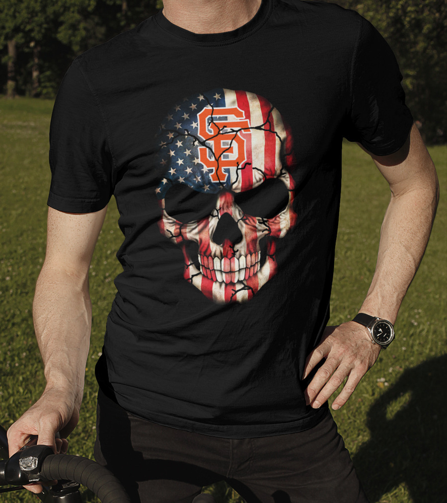 San Francisco Giants American Flag Skull T-Shirt