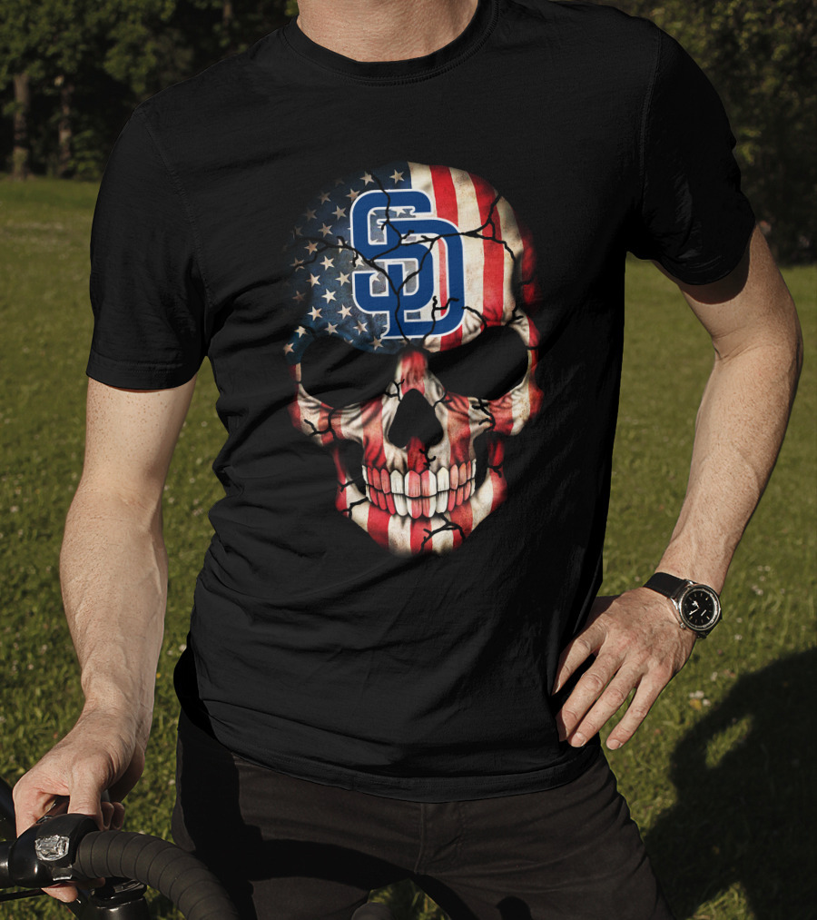 San Diego Padres American Flag Skull T-Shirt