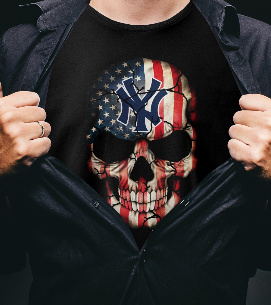 New York Yankees American Flag Skull 226 T-Shirt