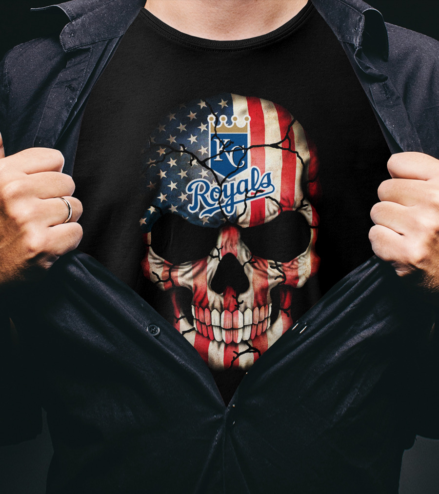Kansas City Royals American Flag Skull T-Shirt