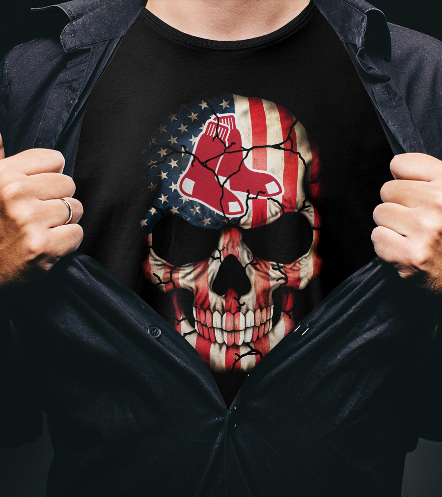 American Flag Skull Boston Red Sox 238 T-Shirt