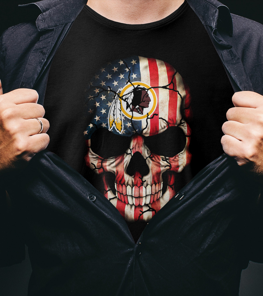 Usa Flag Skull Washington Redskins T-Shirt