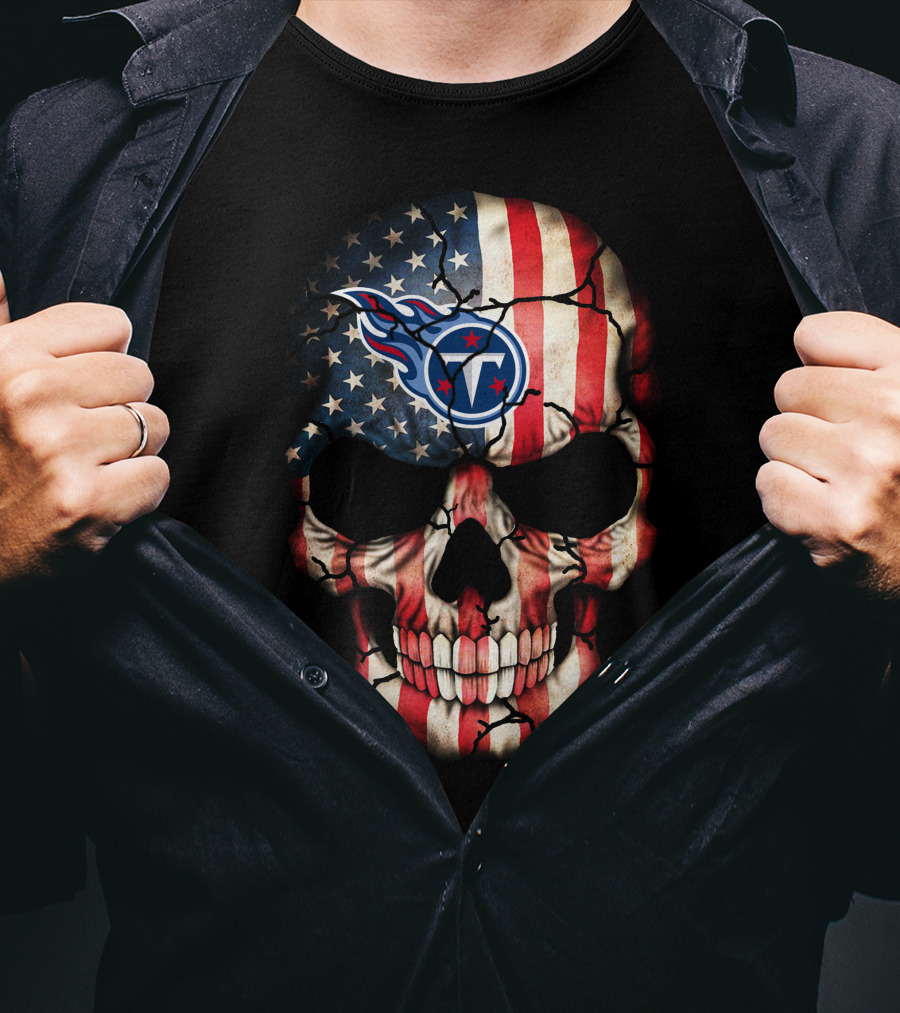 Tennessee Titans American Flag Skull 243 T-Shirt