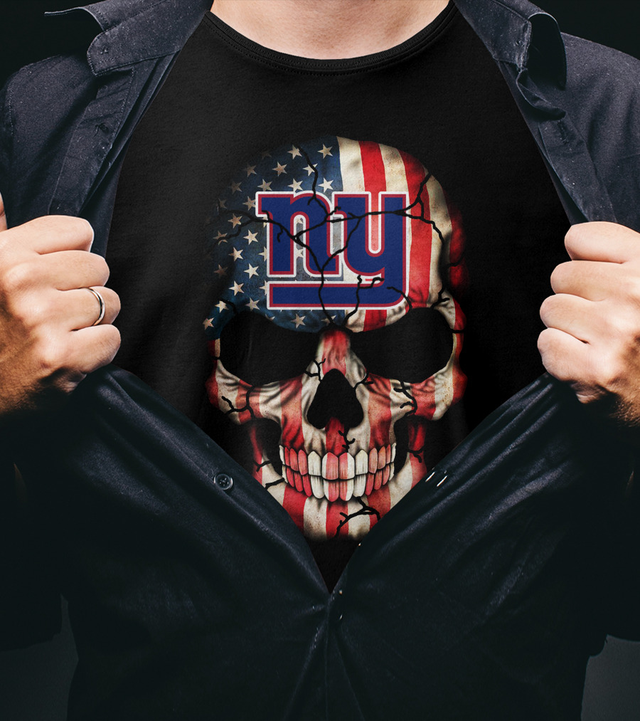 New York Giants American Flag Skull 250 T-Shirt