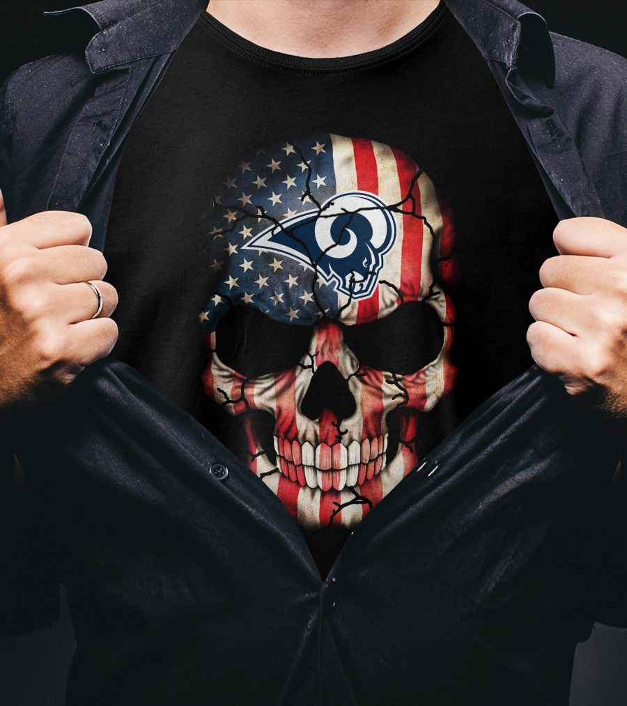Los Angeles Rams American Flag Skull T-Shirt
