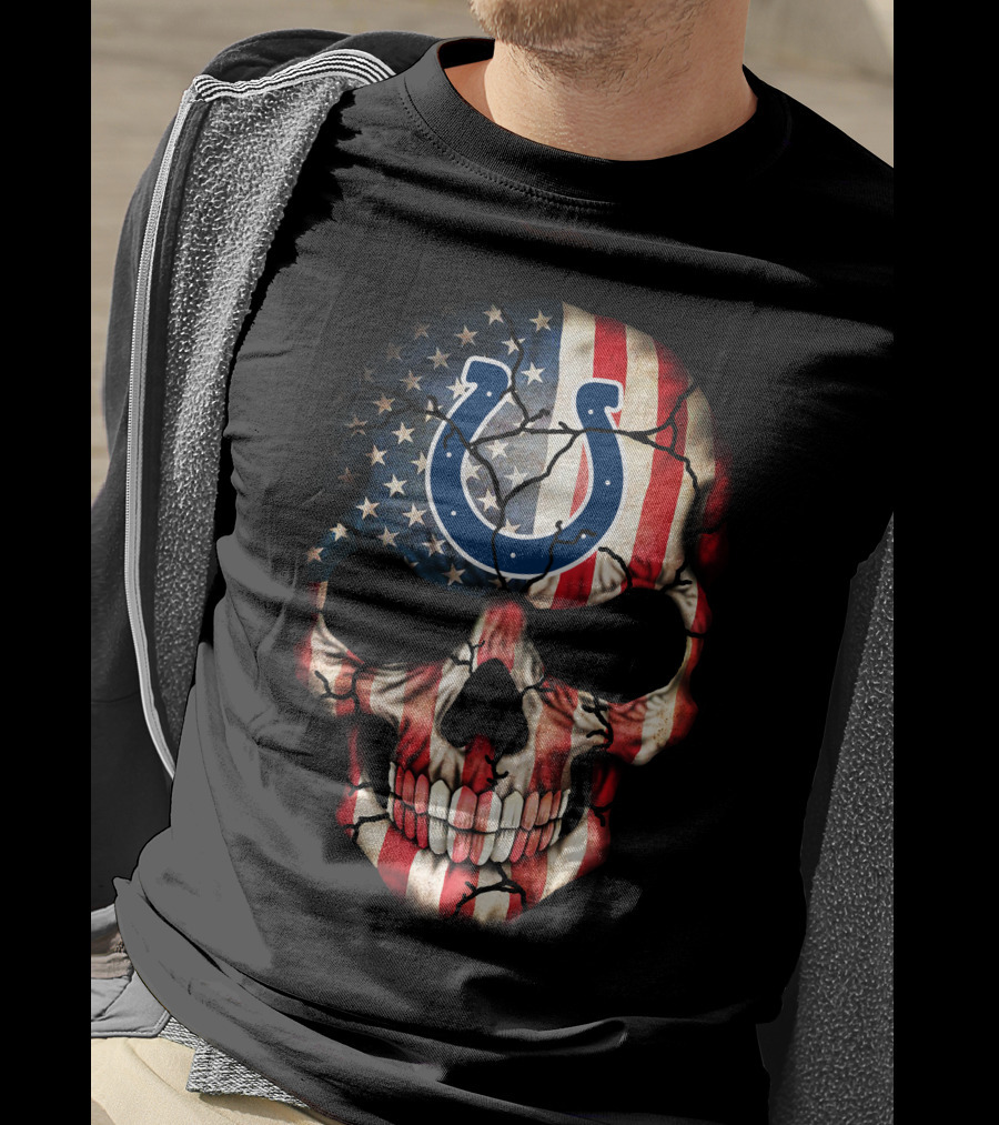 Indianapolis Colts American Flag Skull T-Shirt