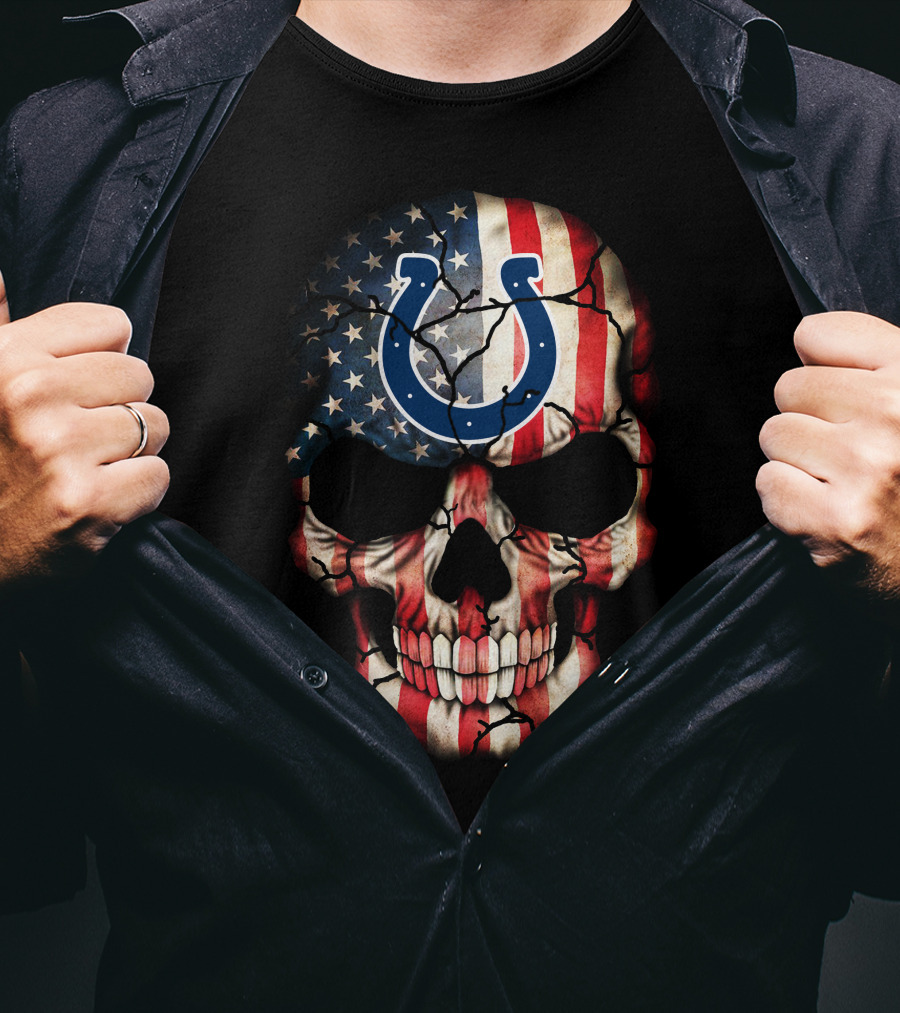 Indianapolis Colts American Flag Skull T-Shirt