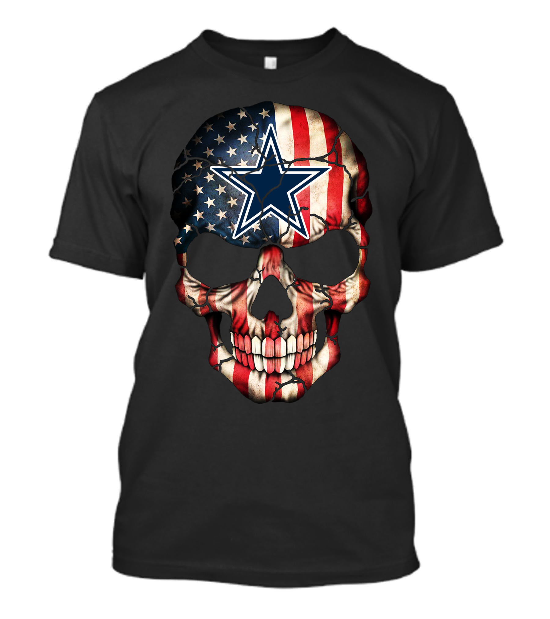 Dallas Cowboys American Flag Skull T-Shirt