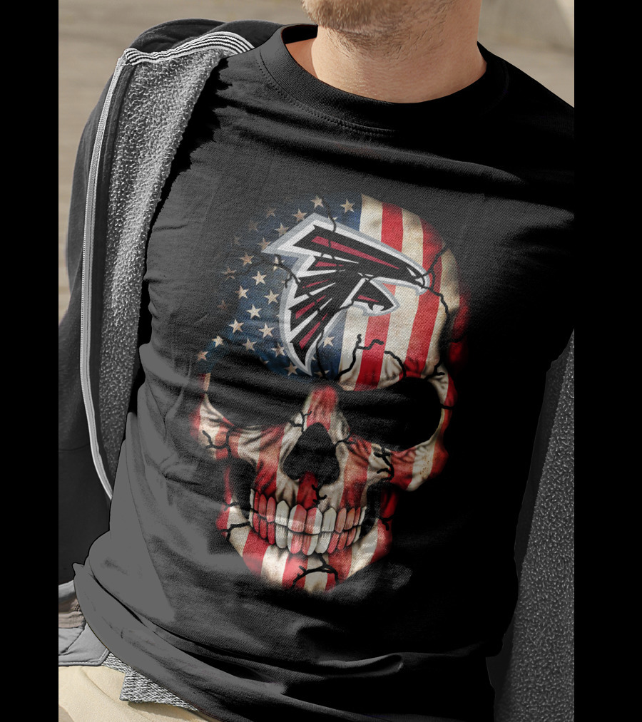 Atlanta Falcons Skull American Flag T-Shirt
