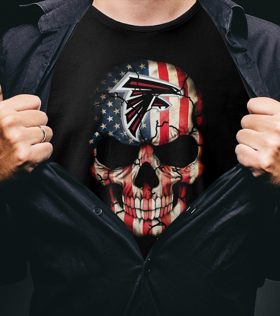 Atlanta Falcons Skull American Flag T-Shirt