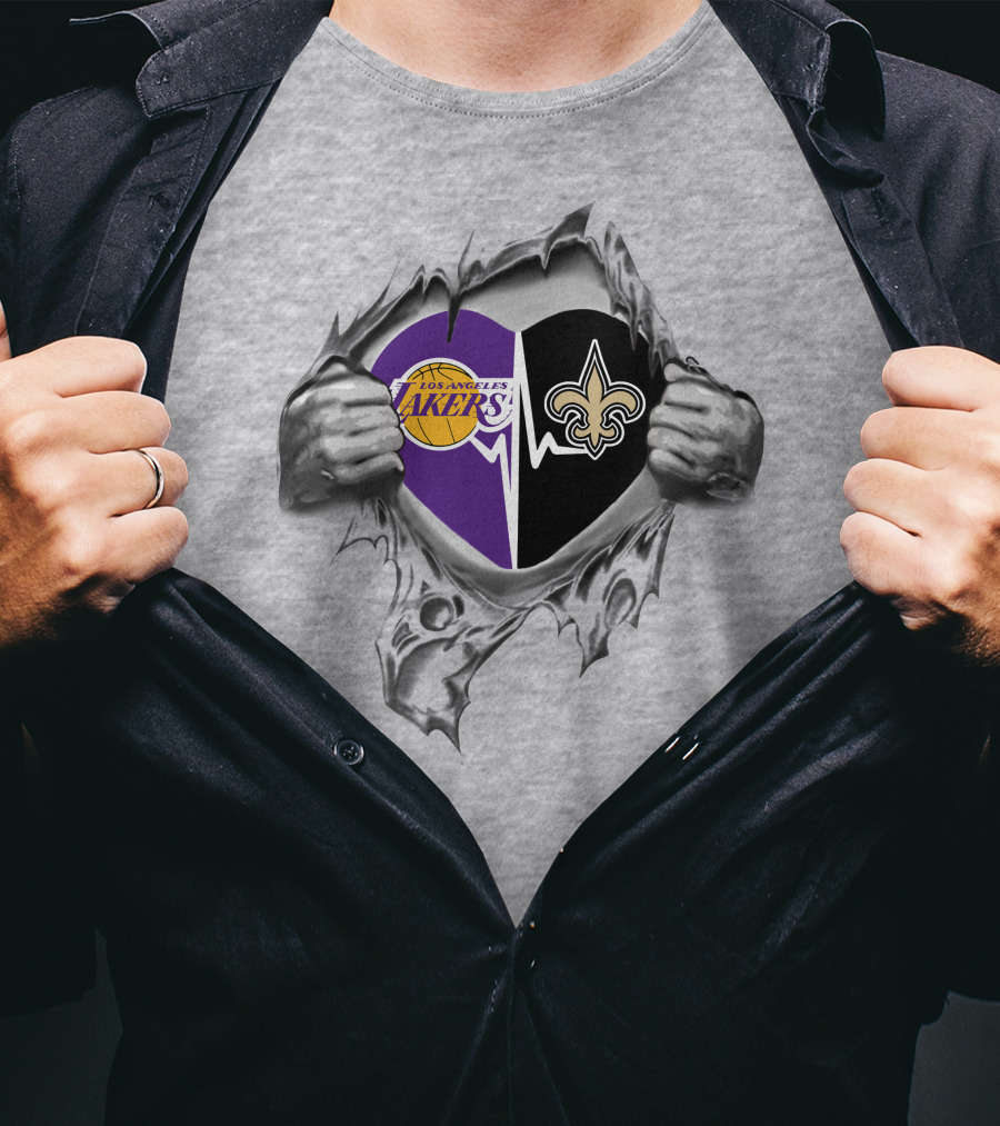 Los Angeles Lakers New Orleans Saints Heartbeat Passion T-Shirt