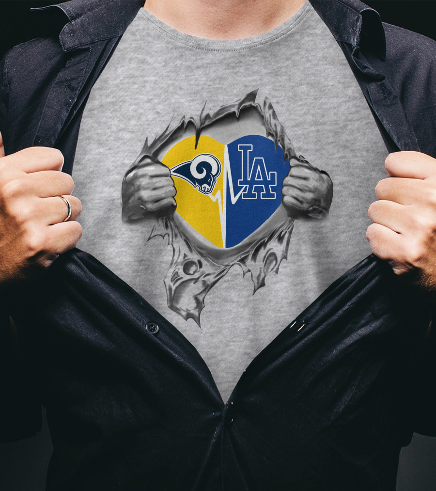 Dodgers Rams Heart Torn Open T-Shirt