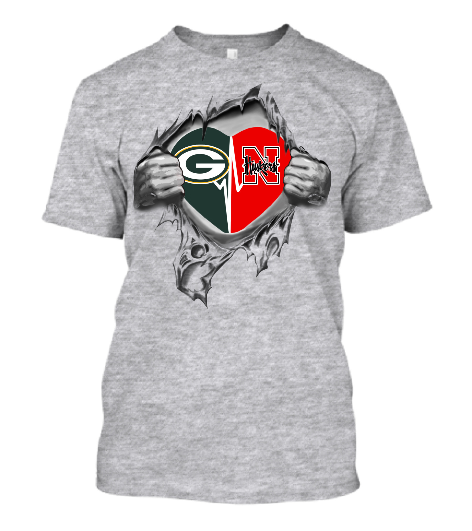 Packers Green Bay Nebraska Cornhuskers Heart T-Shirt