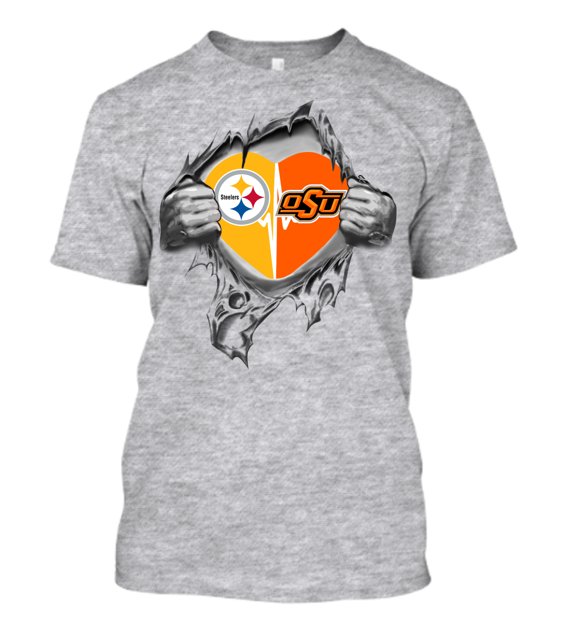Steelers Oklahoma State Cowboys Heartbeat T-Shirt