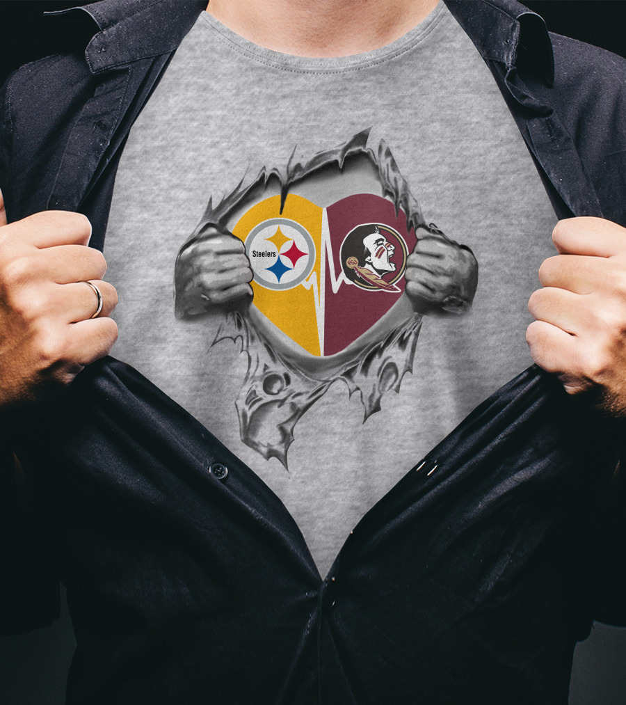 Steelers Florida State Seminoles Heart T-Shirt