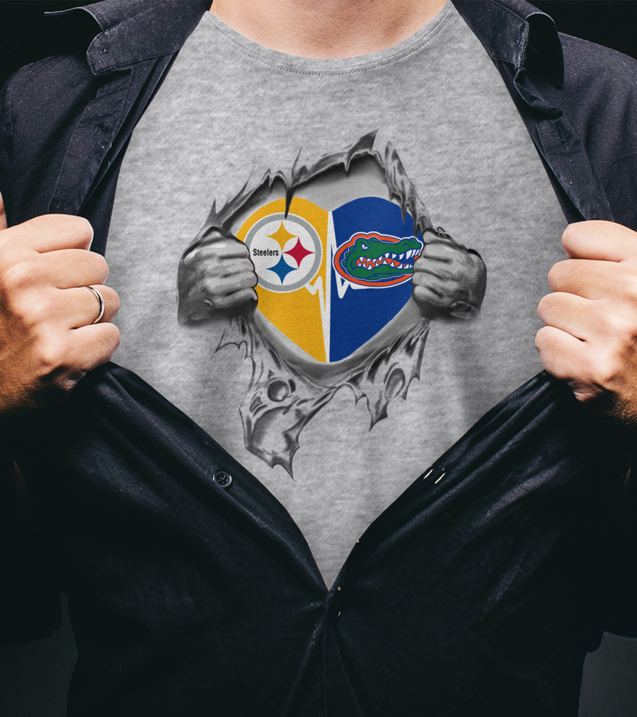 Steelers Florida Gators Heart Inside Rip T-Shirt