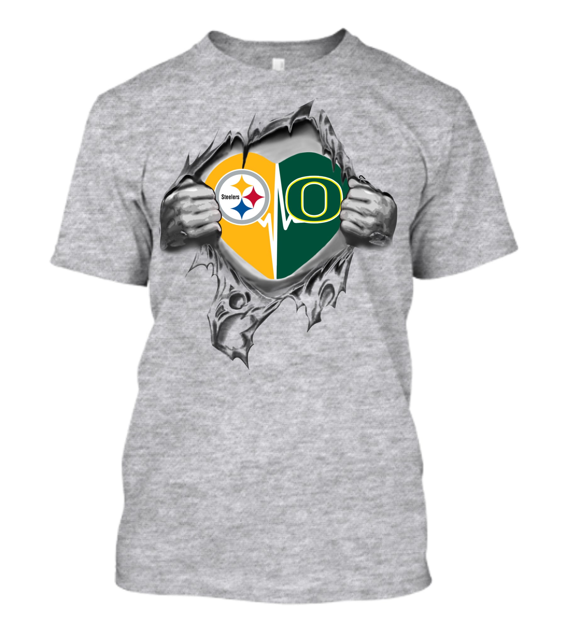 Steelers Logo Oregon Ducks Heartbeat Emotion Fan Passion T-Shirt