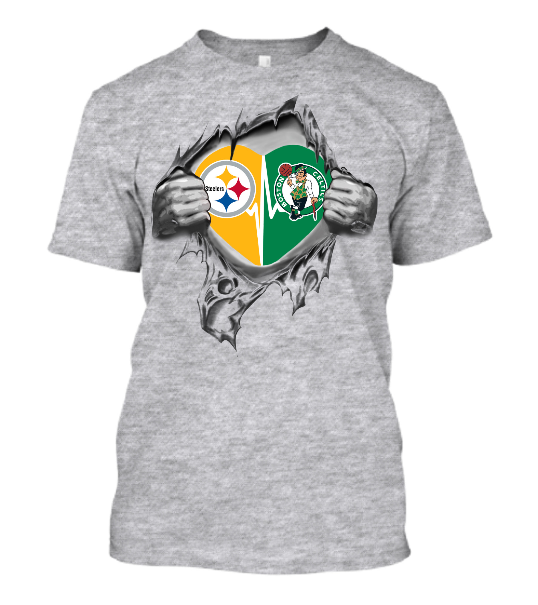 Steelers Boston Celtics Heartbeat Fandom Passion T-Shirt