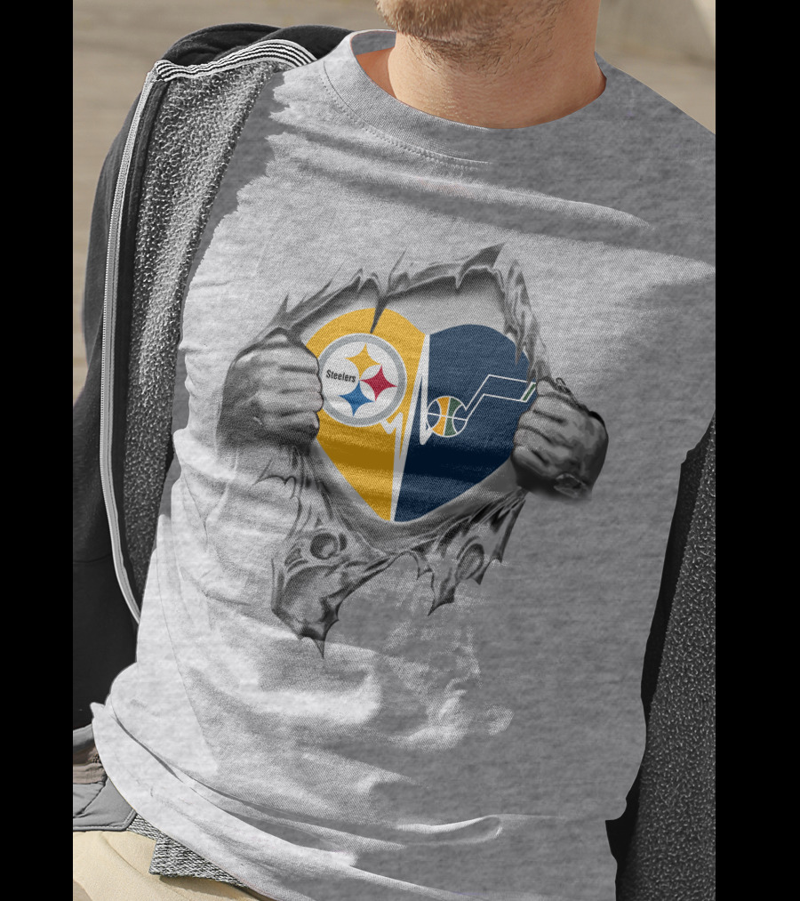 Steelers Utah Jazz Heartbeat Passion Fan Logo Association T-Shirt