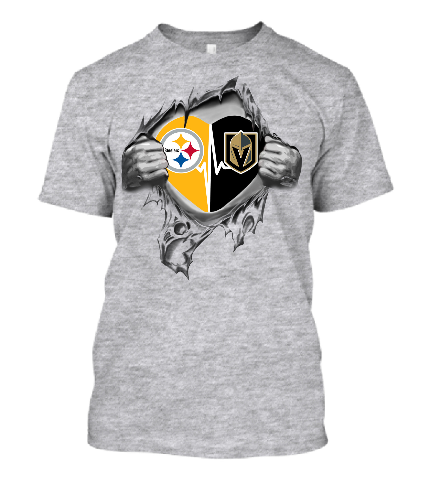 Steelers Vegas Golden Knights Heartbeat Passion T-Shirt