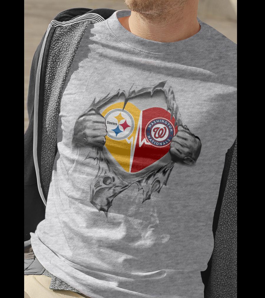 Steelers Washington Nationals Heartbeat Passion Fan Loyalty T-Shirt
