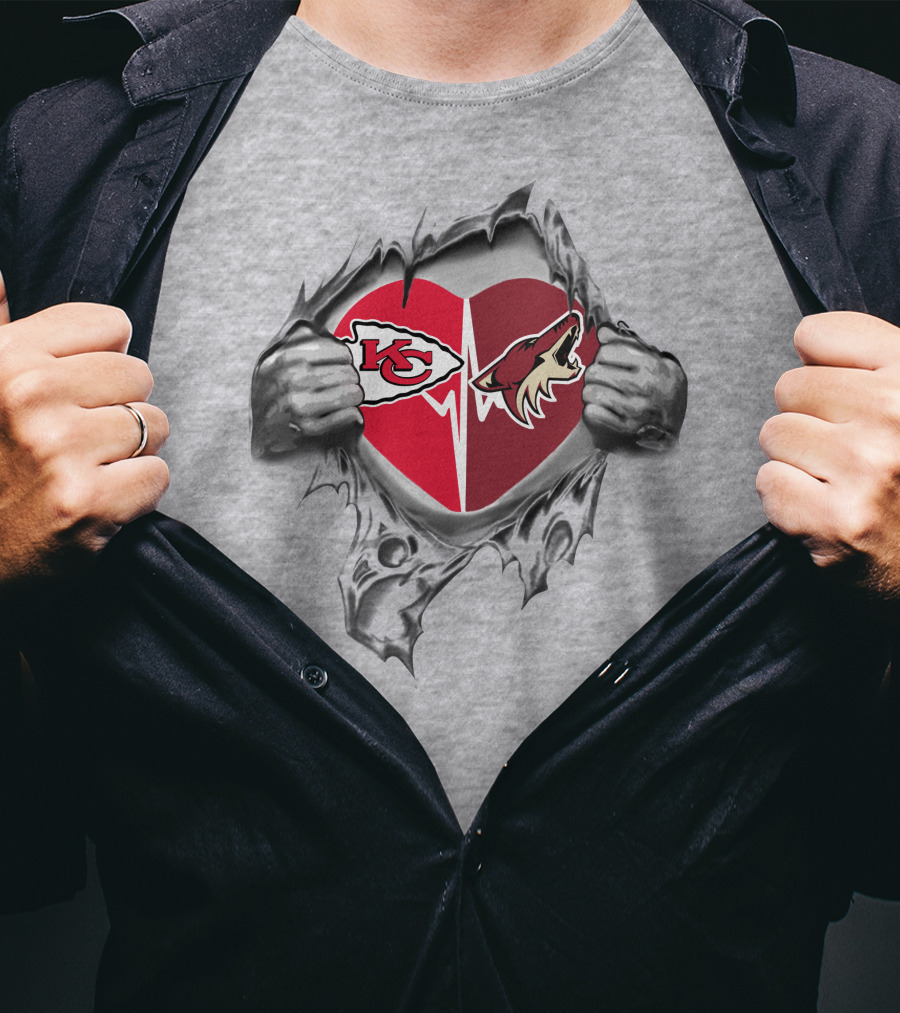 Chiefs Arizona Coyotes Heartbeat Loyalty Chiefs Arizona Coyotes T-Shirt
