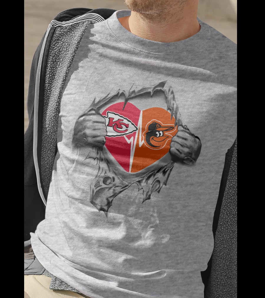 Chiefs Baltimore Orioles Heartbeat Passion T-Shirt