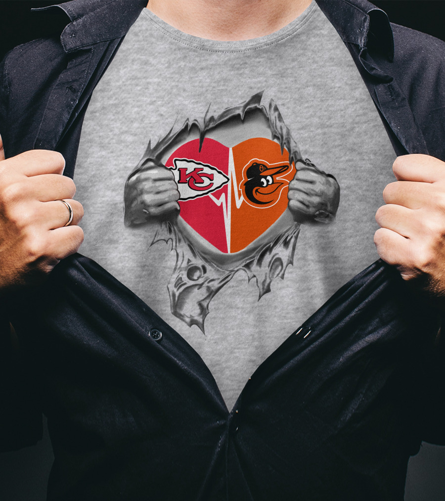 Chiefs Baltimore Orioles Heartbeat Passion T-Shirt