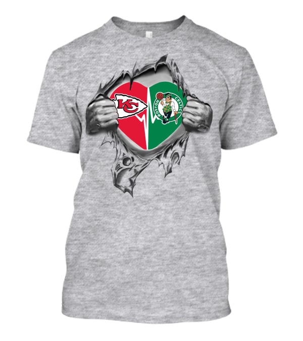 Chiefs Boston Celtics Heart Logo Fusion T-Shirt