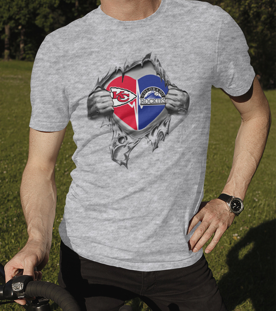 Chiefs And Colorado Rockies Heart T-Shirt