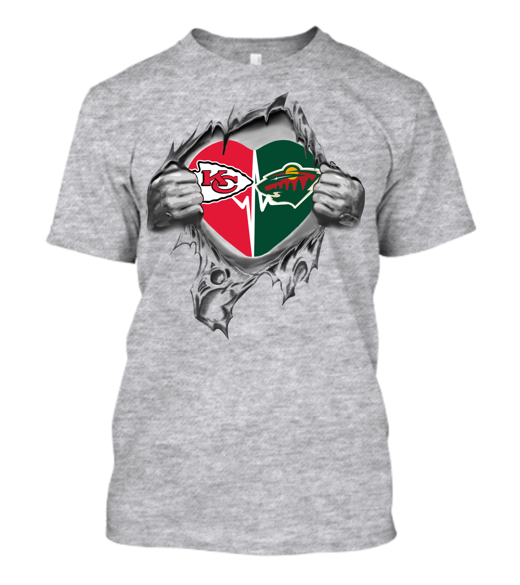 Chiefs Minnesota Wild Heartbeat Torn Metal T-Shirt