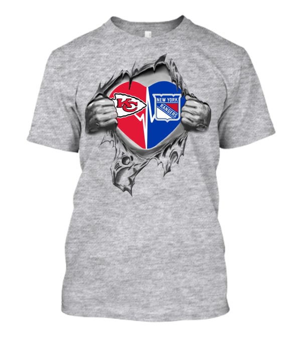 Chiefs New York Rangers Heart Torn Open T-Shirt