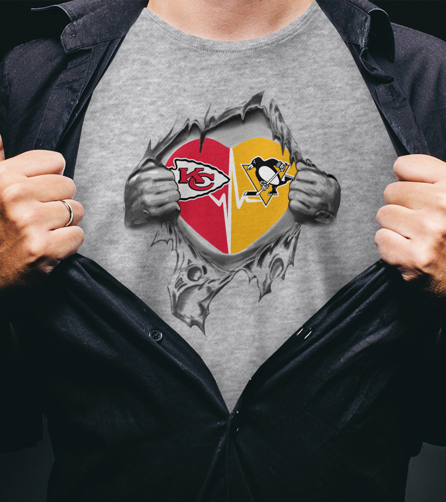 Chiefs And Pittsburgh Penguins Heartbeat Loyalty T-Shirt