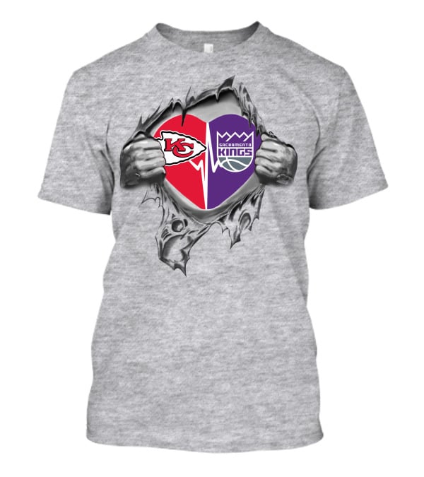 Chiefs Sacramento Kings Heart With Logos T-Shirt