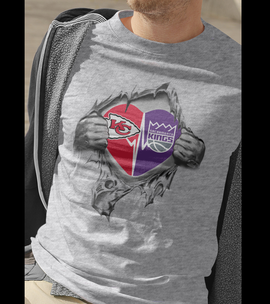 Chiefs Sacramento Kings Heart With Logos T-Shirt