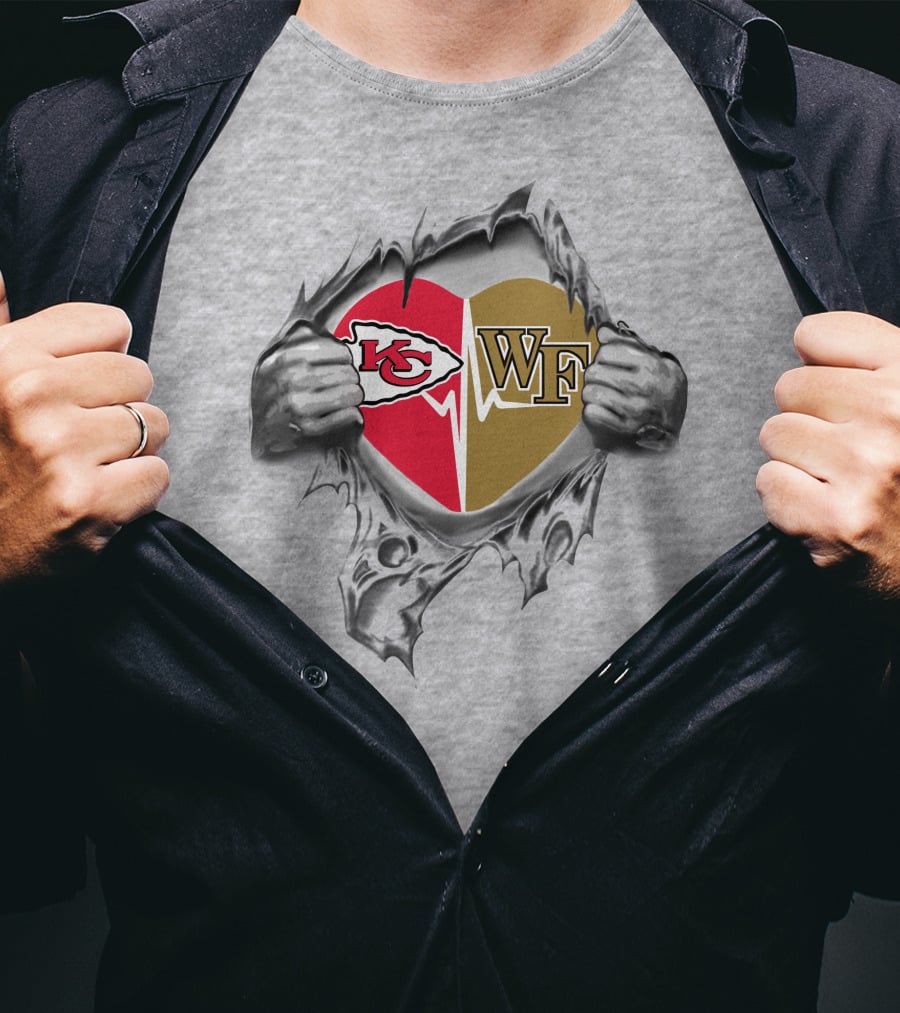Chiefs Wake Forest Heart Logo Football Fan Pride T-Shirt