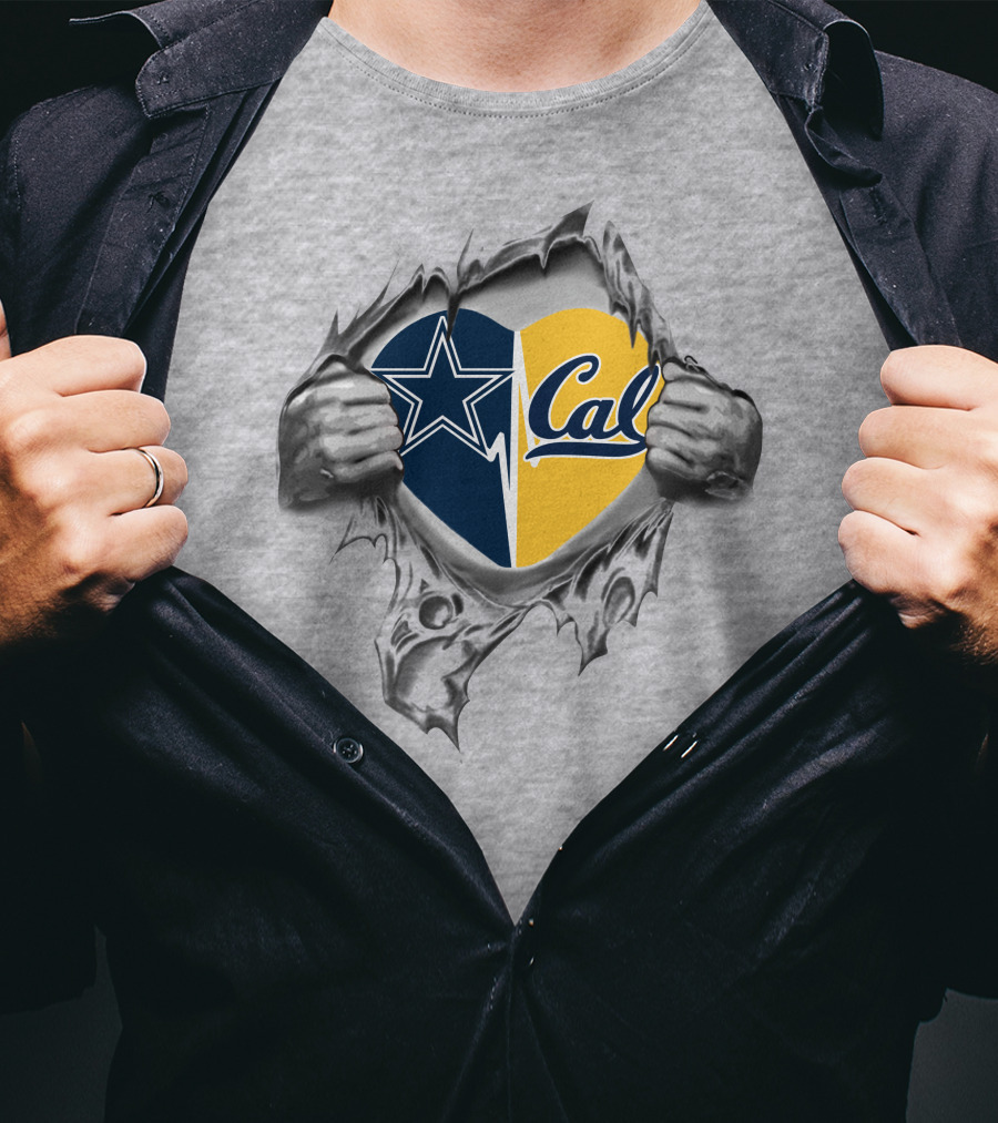 Cowboys And California Golden Bears Heart T-Shirt