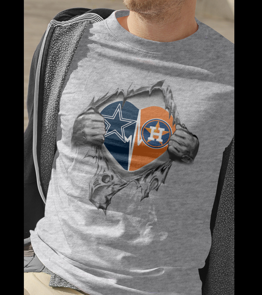 Cowboys Astros Heartbeat Loyalty Dallas Houston Sports Passion T-Shirt