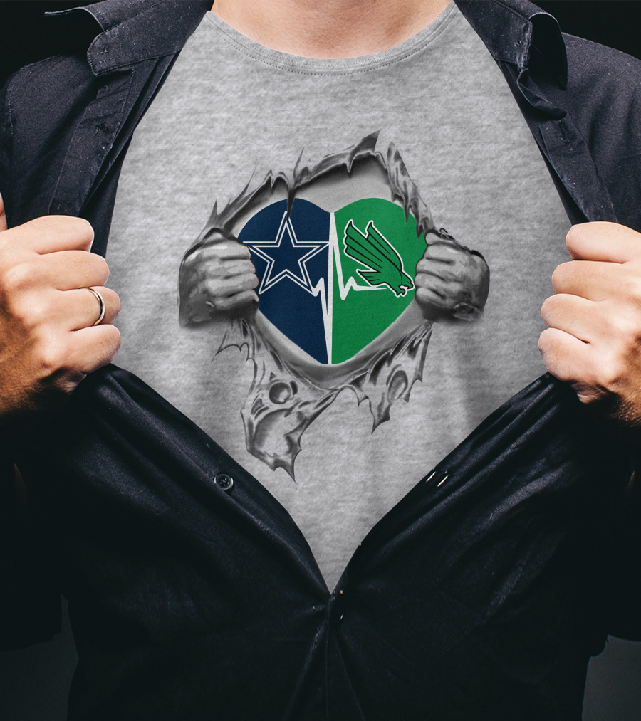 Cowboys North Texas Mean Green Heartbeat T-Shirt