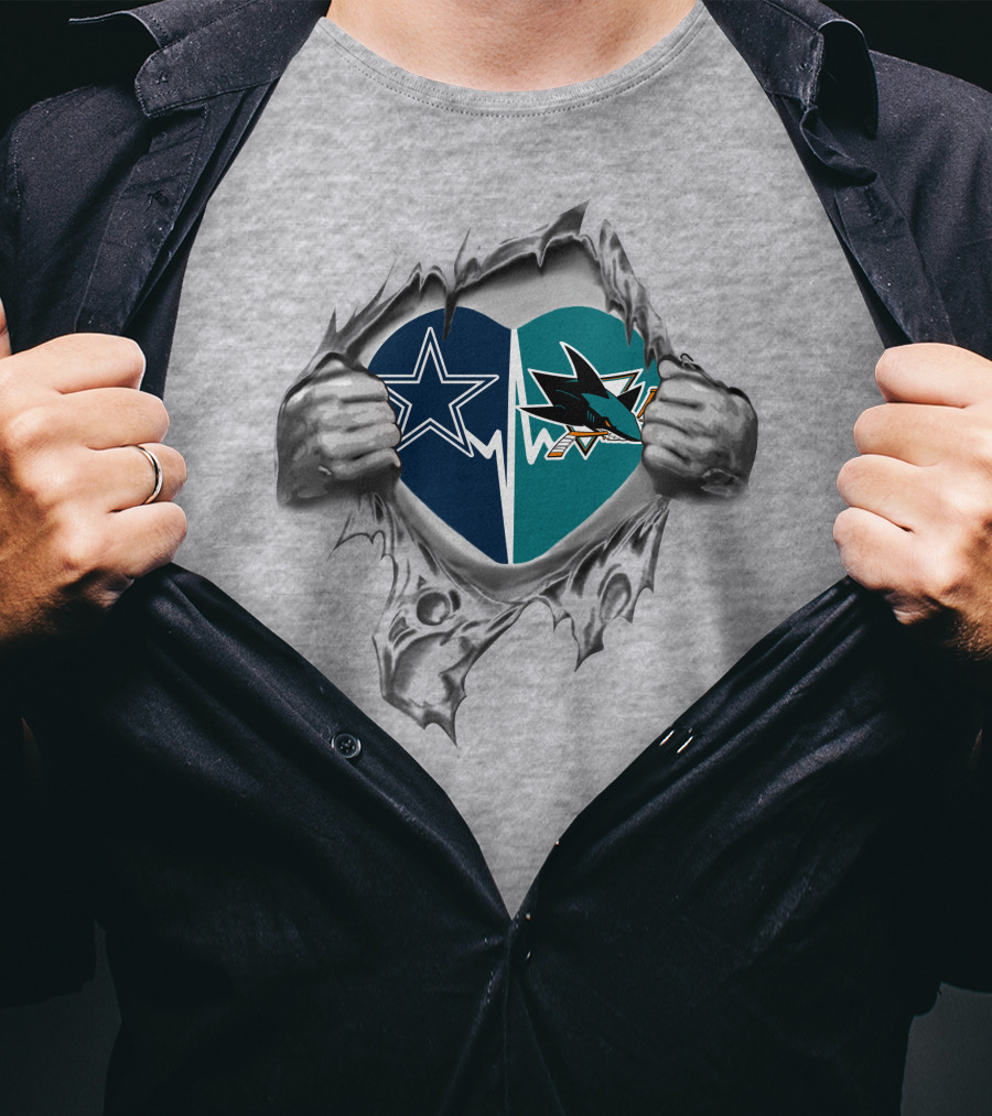 Cowboys San Jose Sharks Heartbeat Passion T-Shirt