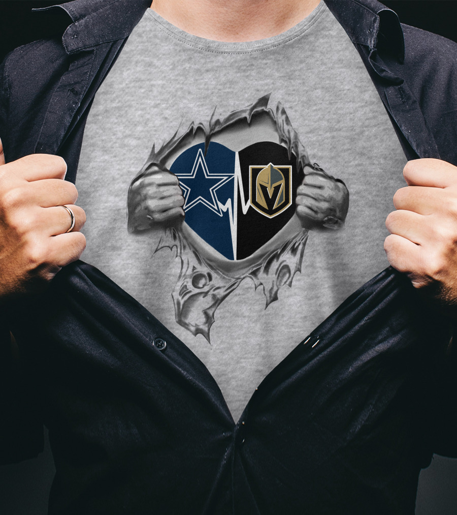Cowboys Vegas Golden Knights Heartbeat Fusion T-Shirt