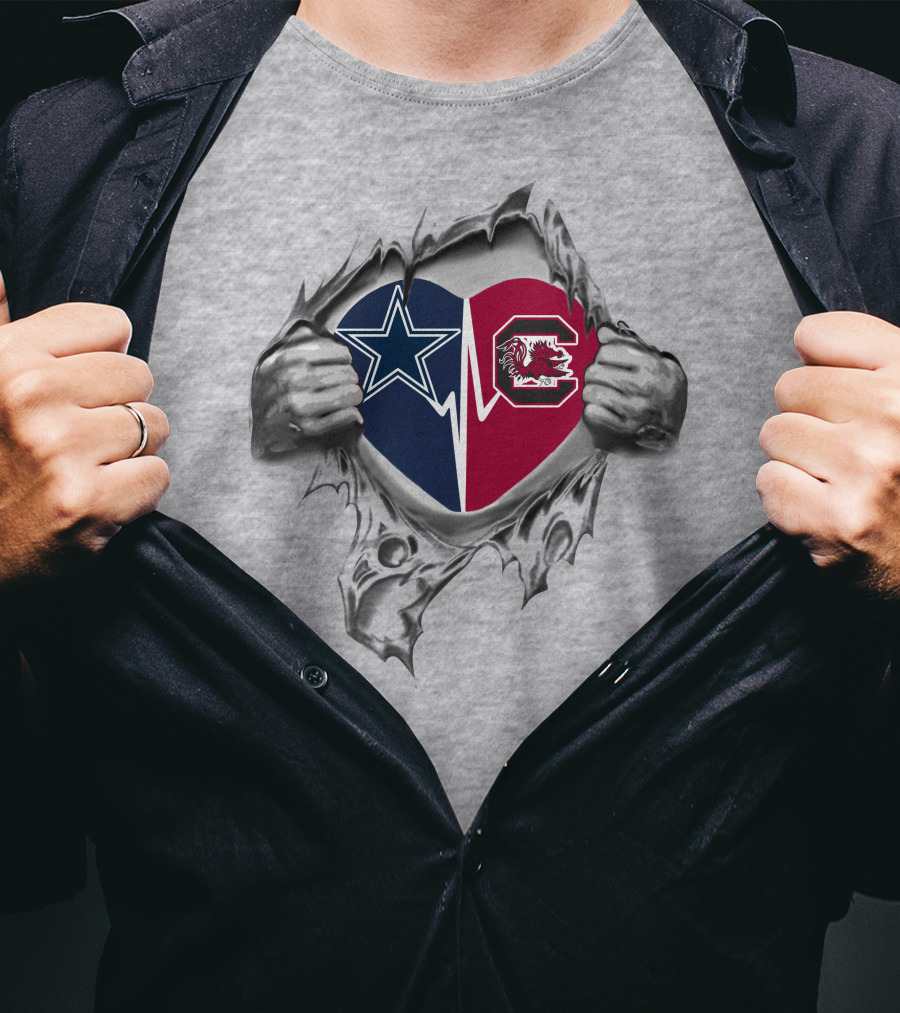 Cowboys Star South Carolina Gamecocks Heart T-Shirt