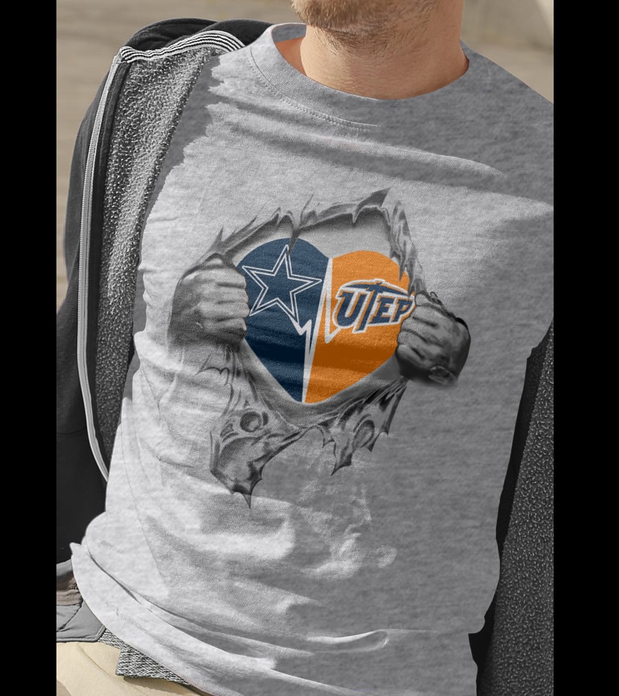 Cowboys Utep Heart Torn Graphic Image El Paso Miners T-Shirt