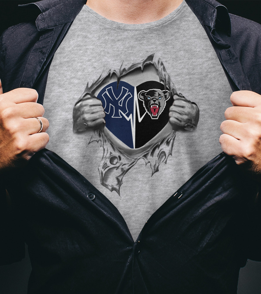 Yankees Maine Black Bears Heart Passion Fusion T-Shirt