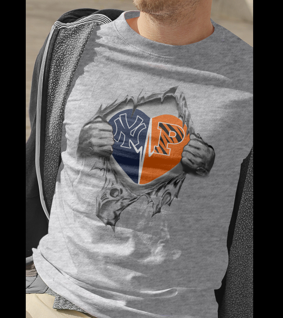 Yankees Princeton Tigers Heart Logo Split T-Shirt