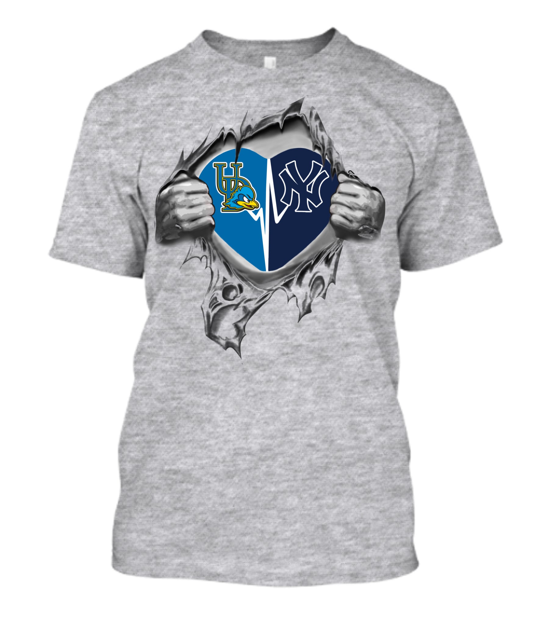 Yankees Ud Blue Hens Heart T-Shirt