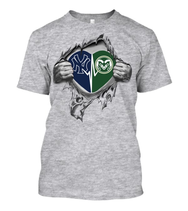 Yankees Colorado State Rams Heart Inside T-Shirt