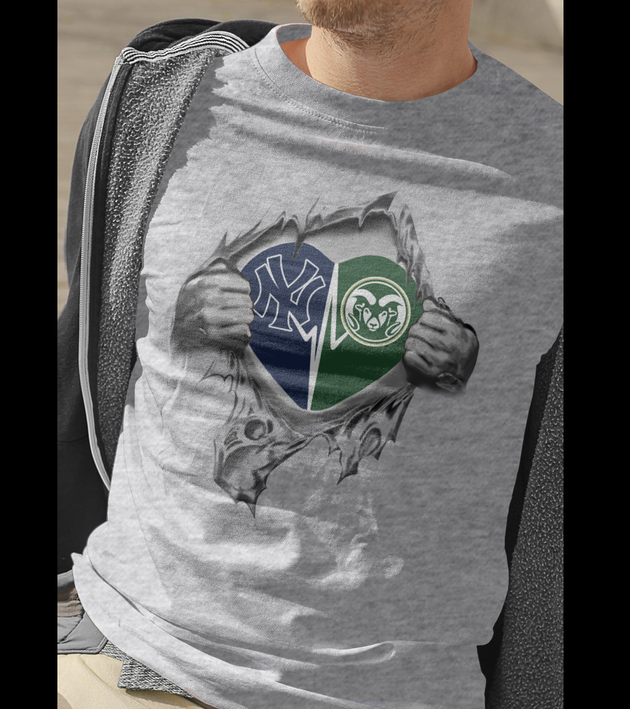 Yankees Colorado State Rams Heart Inside T-Shirt